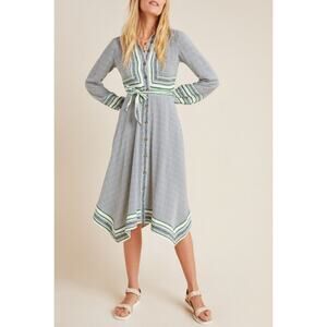 Anthropologie Dress Womens 0 Cream Maeve Constantine Shirtdress Polka Dot Midi